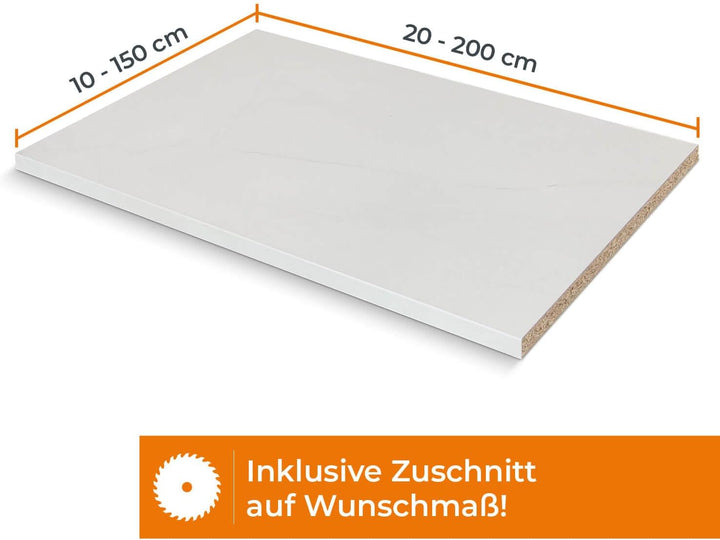 Einlegeboden, Regalboden nach Mass - 1,9 cm Starke Spanplatte, melaminbeschichtet, einseitige ABS-Ka