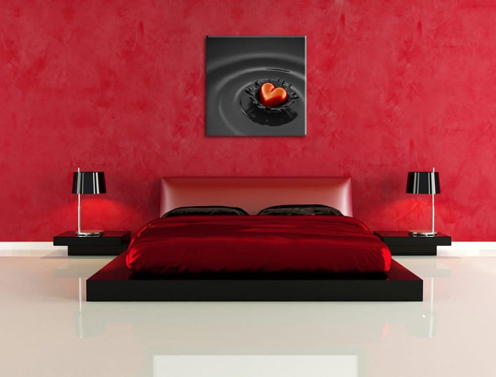 Pixxprint Rotes Herz in Schokolade als Leinwandbild Quadratisch/Grösse: 70x70 / Wandbild/Kunstdruck/