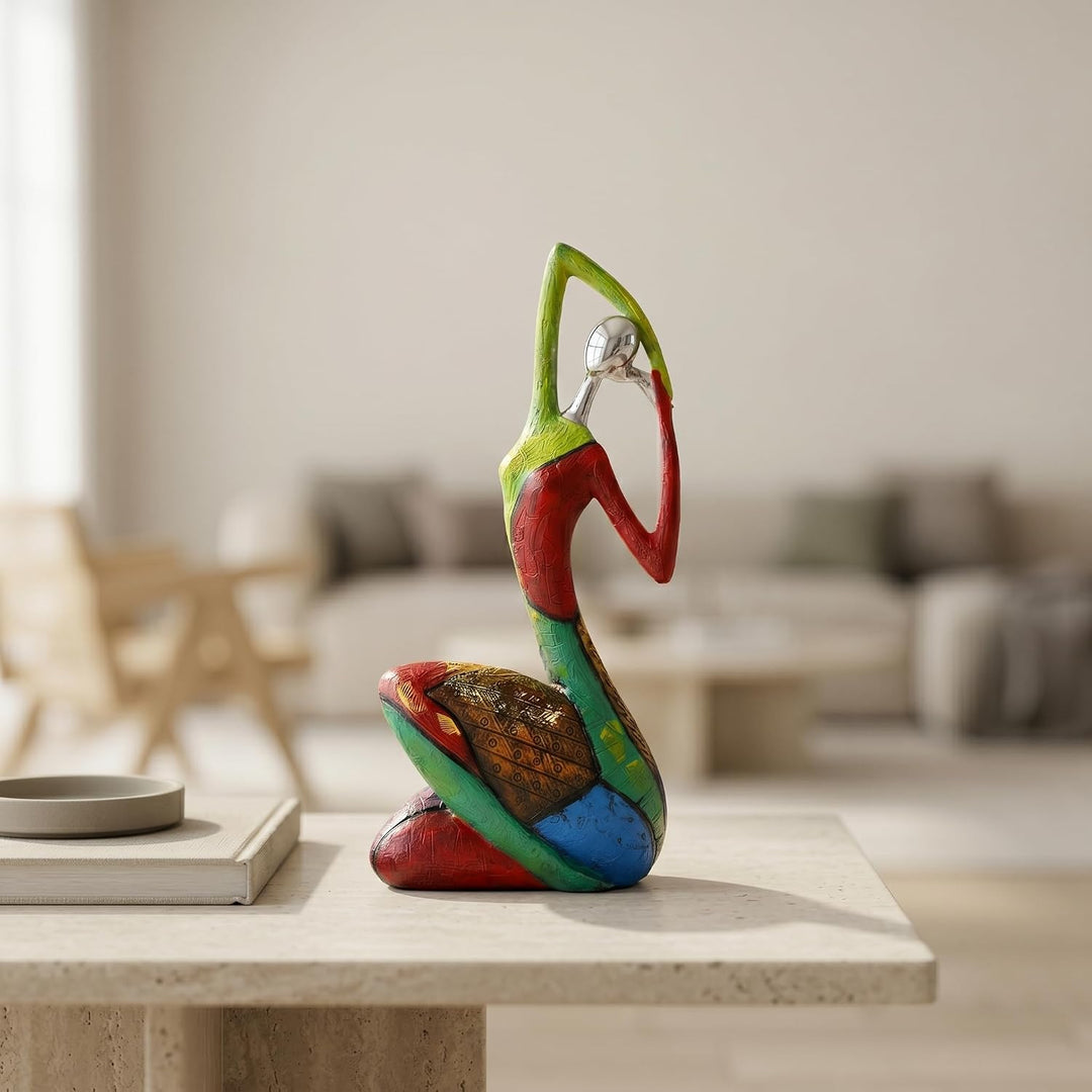 Abstrakte Kunst Frau Skulptur Figuren - Bunte Yoga-Charakter Statue für Moderne Heimdekoration - Han