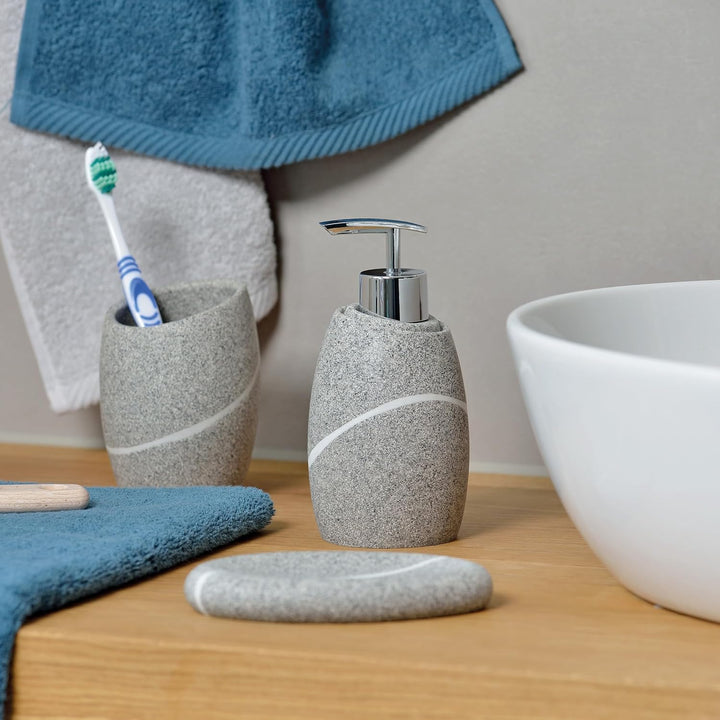 kela Seifenspender 300 ml Talus, Seifenspender grau, Natursteinoptik, Pumpflasche, Spülmittelspender