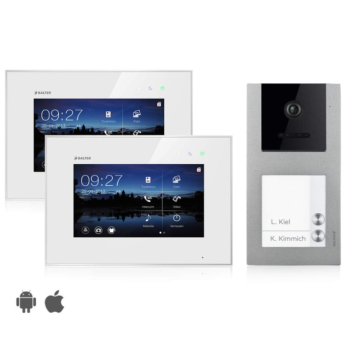 Balter EVO Video Türsprechanlage, Touchscreen, 7 Zoll Monitor, Smartphone App, 2-Draht Bus, Aufputz