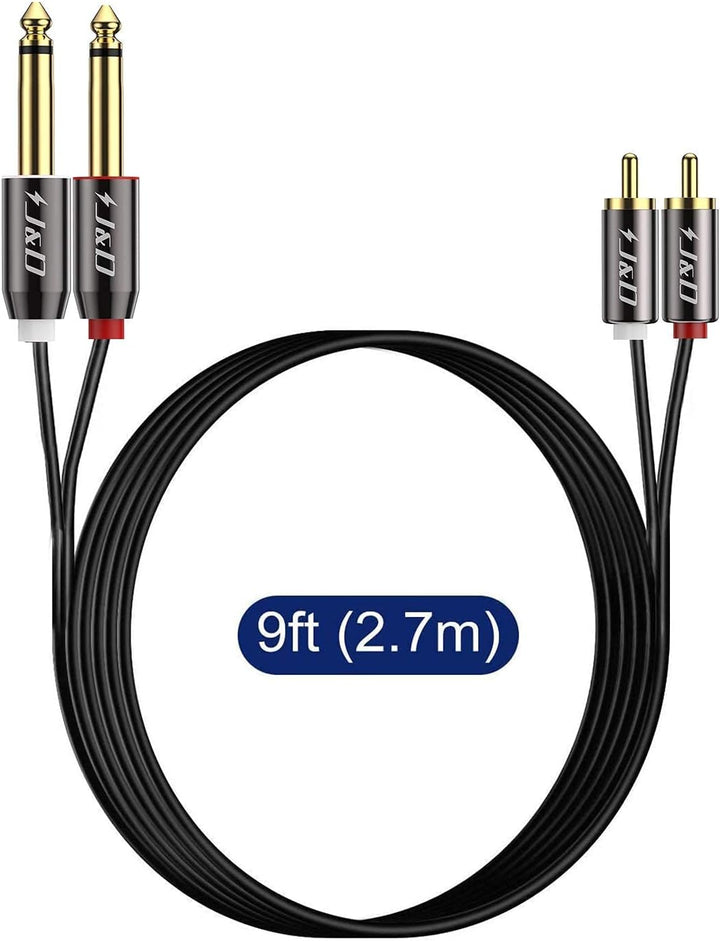 J&D Cinch auf 6.3mm Klinke Kabel 2.7m, Cinch Kabel Gold-Plated Kupfer Shell Heavy Duty 2 Cinch Männl