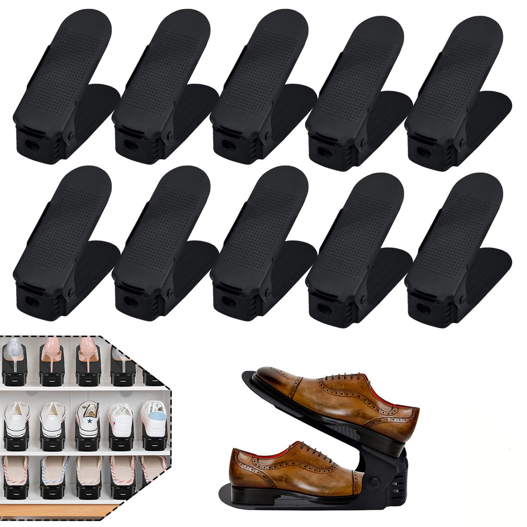 YUENFONG 30 Stück Einstellbare Schuhregale Schuhstapler Schuhhalter Set, 3 höhenverstellbar Schuhauf