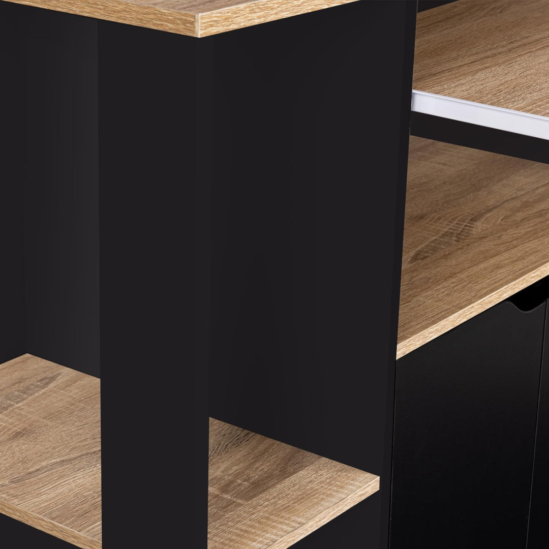 IDMarket - Küchenwagen COSI aus schwarzem Holz und Buchenholzplatten B.76 CM