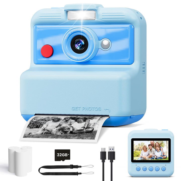 CAMCLID Sofortbildkamera Kinder, 3,0 Zoll Bildschirm Kinderkamera Sofortbildkamera, 48MP/2,5K UHD Ki