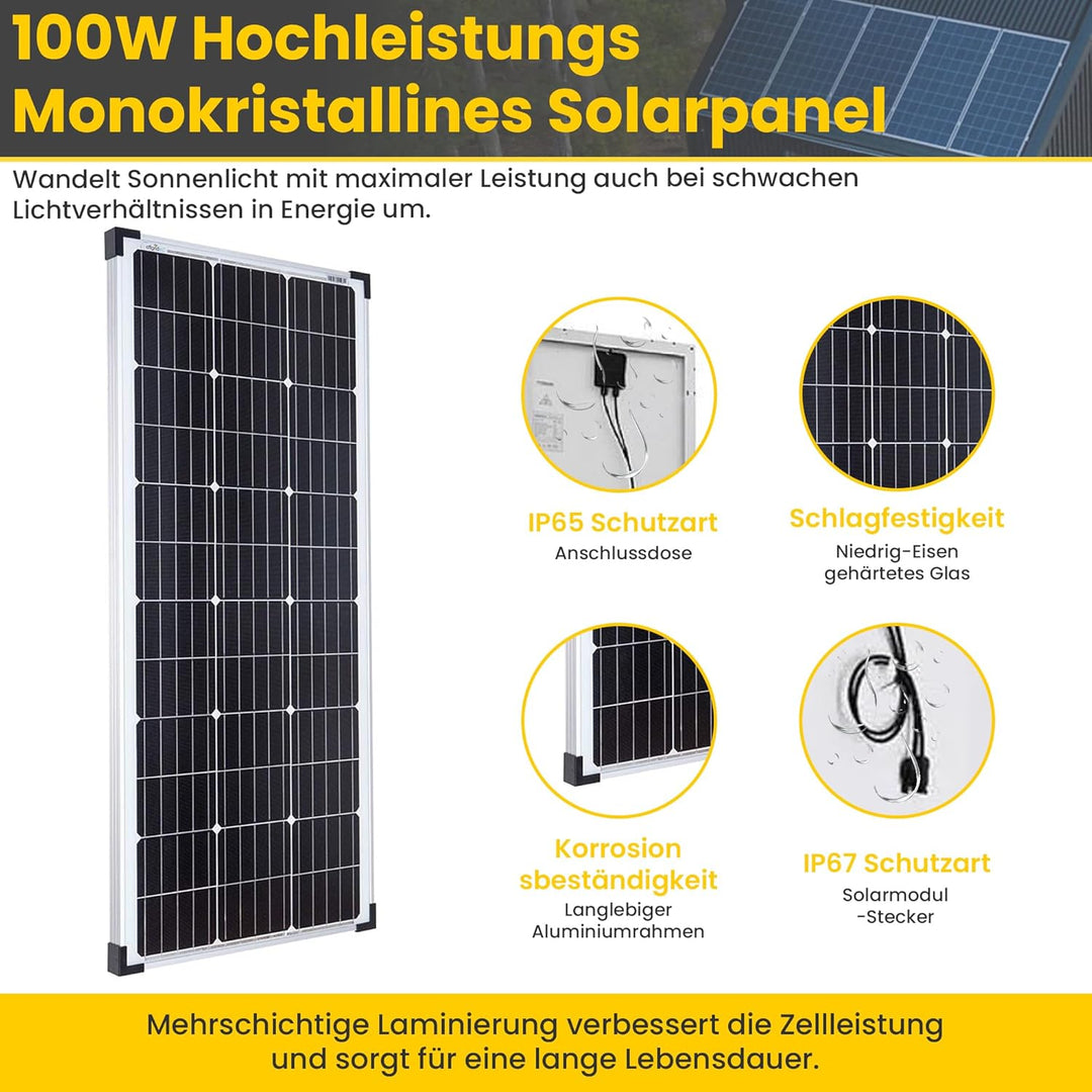 Offgridtec mPremium L-100W 12V Wohnmobil Solaranlage, 100W