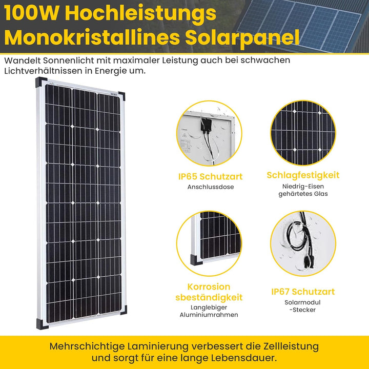 Offgridtec mPremium L-100W 12V Wohnmobil Solaranlage, 100W