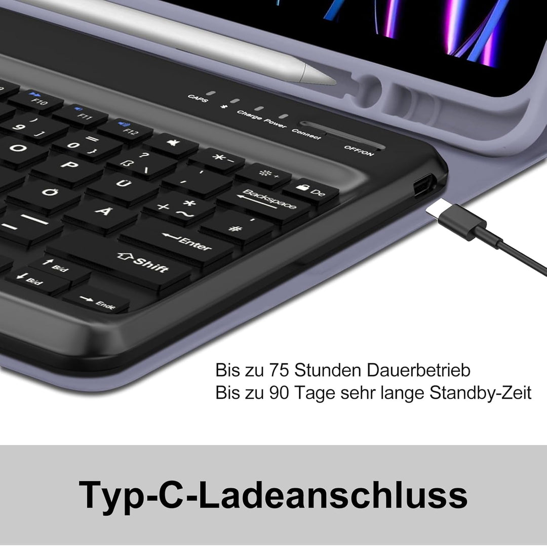 Für iPad Pro 12,9 Hülle mit Tastatur, für iPad Pro 12,9" 3-6. Gen (2018-2022) Modelle (A1980/A2435 u