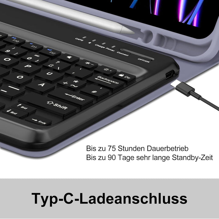 Für iPad Pro 12,9 Hülle mit Tastatur, für iPad Pro 12,9" 3-6. Gen (2018-2022) Modelle (A1980/A2435 u