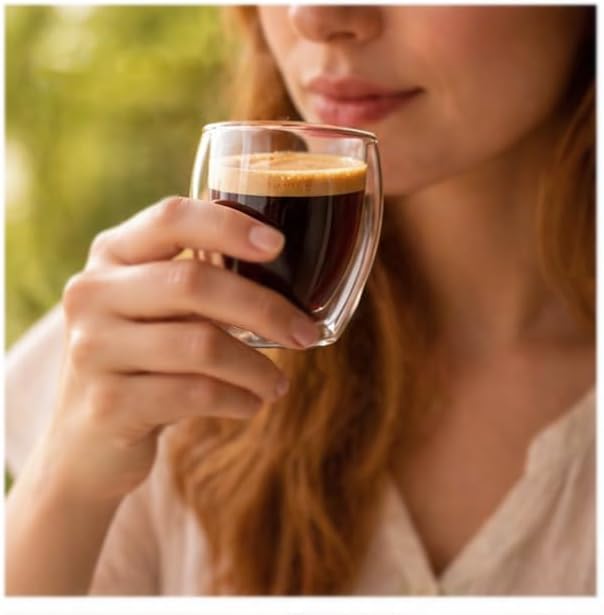 Creano doppelwandige Espresso-Gläser, 6er-Set 100ml, Mokkatassen, Thermo-Gläser mit Schwebe-Effekt S