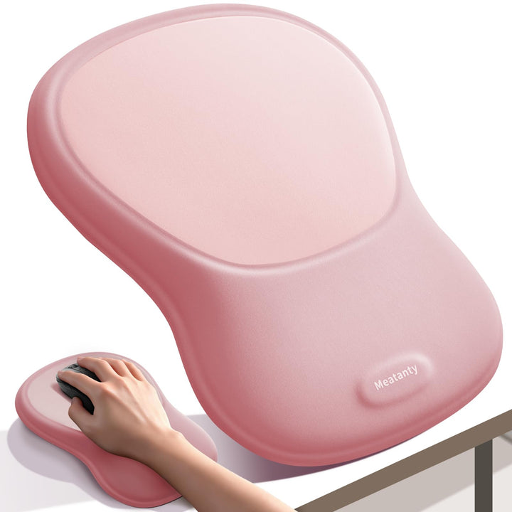 MEATANTY Ergonomisches Mauspad mit Handgelenkauflage, Rosa Hellrosa, Hellrosa