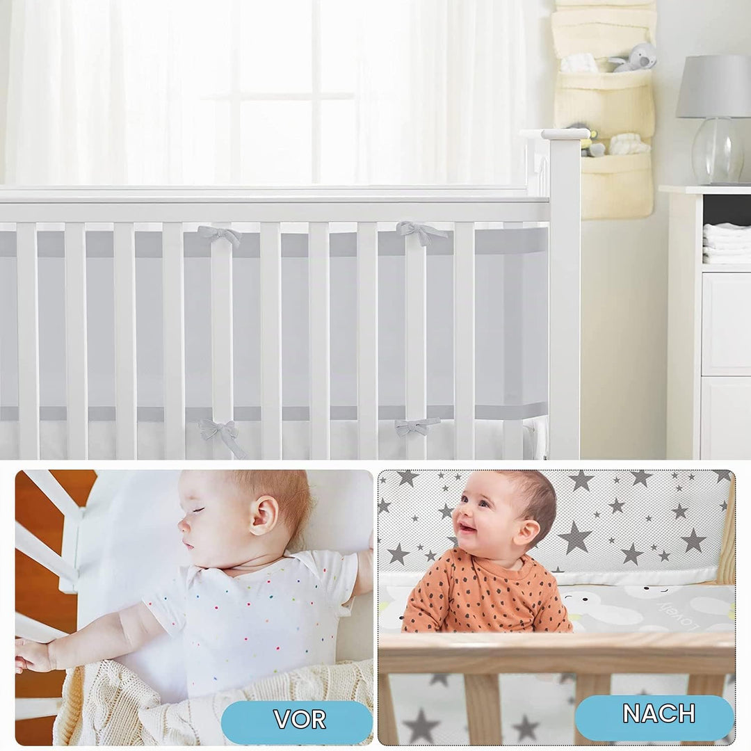 Bettumrandung Babybett,Baby Nestchen Bettumrandung,Kopfumrandung Babybett,Atmungsaktive Krippenumran