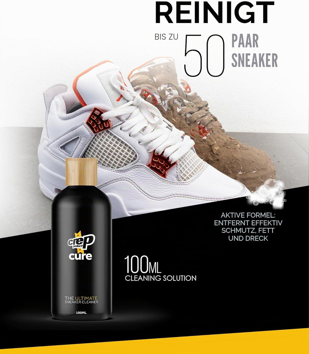 Crep Protect Shoe Cleaner - Sneaker Cleaning Kit With Solution, Shoe Brush & Microfiber Cloth for Sn