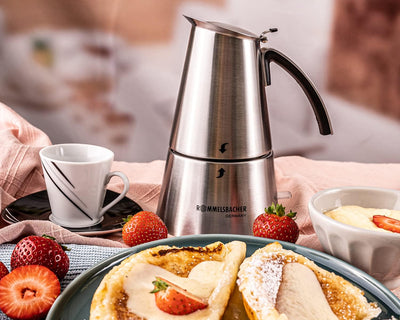 ROMMELSBACHER EKO 364/E Espressokocher elektrisch (2-4 Tassen, 250ml Füllmenge, 2 Edelstahl-Filterei