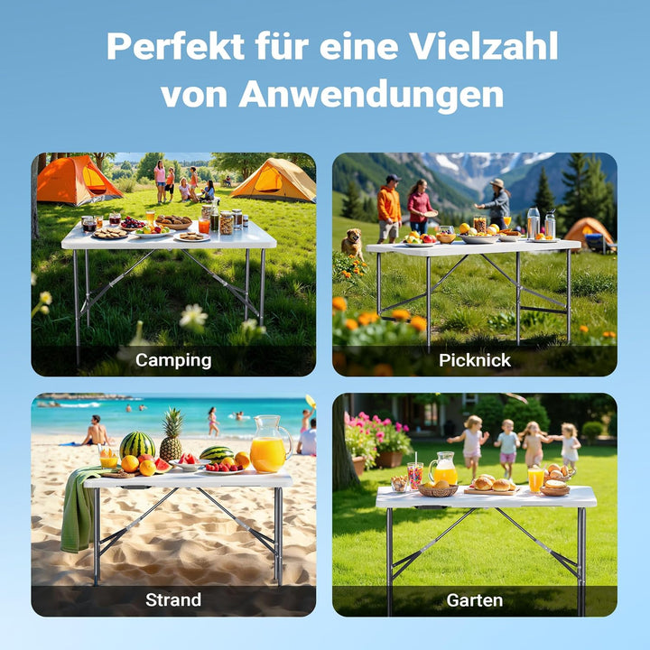 Wiltec Campingtisch klappbar 120x60x74 cm Klapptisch mit Tragegriff Partytisch Biertisch Gartentisch