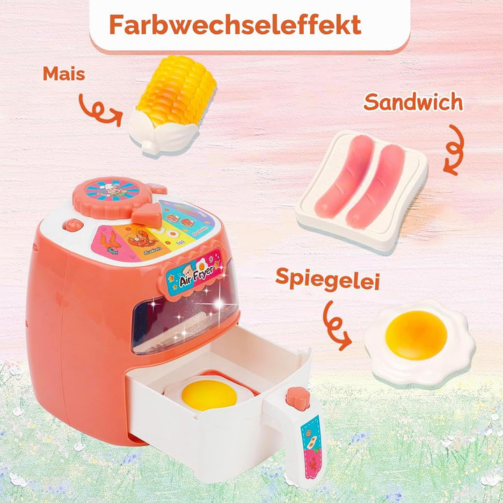 Heissluftfritteuse Spielzeug, Kinder Luftfritteusen Set, Pretend Play Air Fryer Spielzeug, Realistis