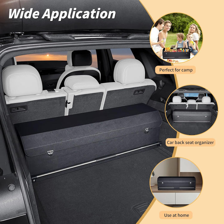 XCF Auto Kofferraum Organizer Gross, Aufbewahrungsbox mit Deckel und Stabilem Griff, 84L Leder Auto-