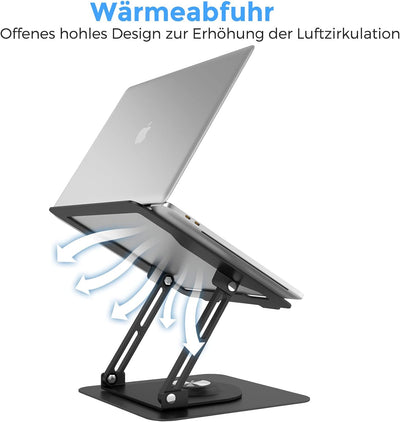 Epherie Laptop Ständer mit 360° drehbarem rundem Basis, Höhenverstellbarer ergonomischer Laptopständ