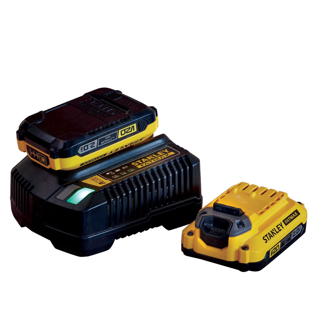 Stanley FatMax Akku Starter-Kit SFMCB12D2 (18 Volt, 2.0 Ah, zum Einstieg in das V20-Akkusystem von S