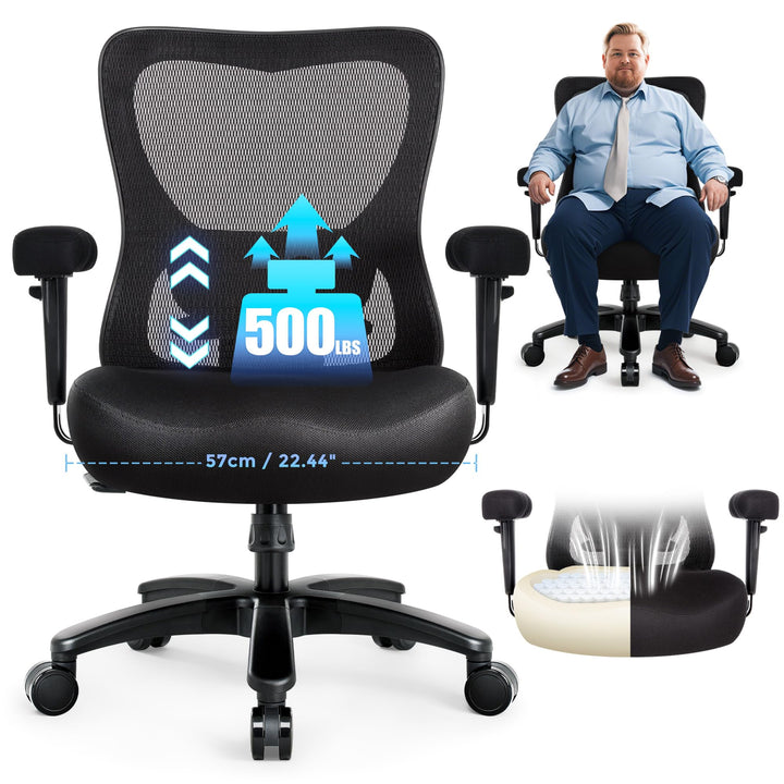IWMH Bürostuhl 200kg XXL, Bürostuhl Ergonomisch, Grosse und hohe Schreibtischstuhl,Mesh Computerstuh