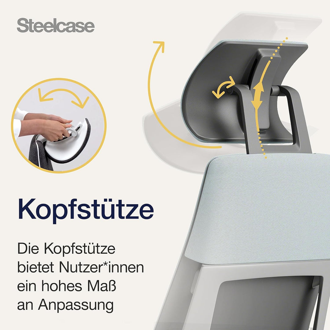 Steelcase Gesture Ergonomischer Bürostuhl mit 360° Armlehnen, 3D-Live Back Lumbalstütze, anpassbarer