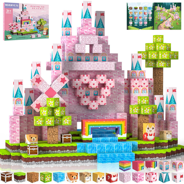 Magnetische Bausteine 100 PCS 2CM Magnetbausteine für Kinder ab 3 Jahre Magnetic Blocks, Montessori