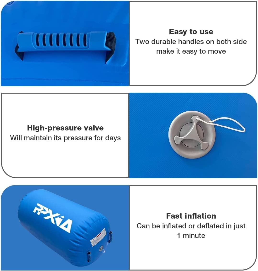 PPXIA Air Roll Aufblasbare Roller, Gym Air Barrel Luft Rollen Gymnastic Zylinder, Gymnastikmatte Tum