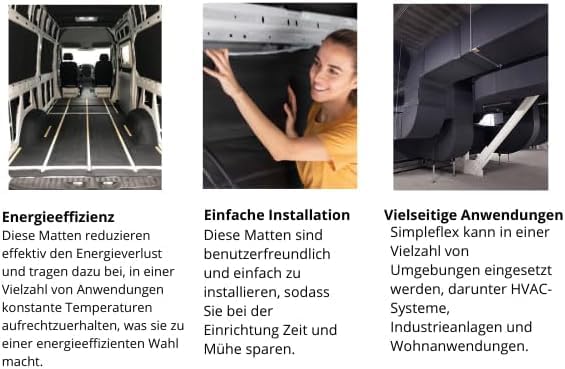 SIMPLEFLEX selbstklebend Dämmmatten Dämmung Isolierung Kautschuk (32mm - 20cm x 1m), 32mm - 20cm x 1