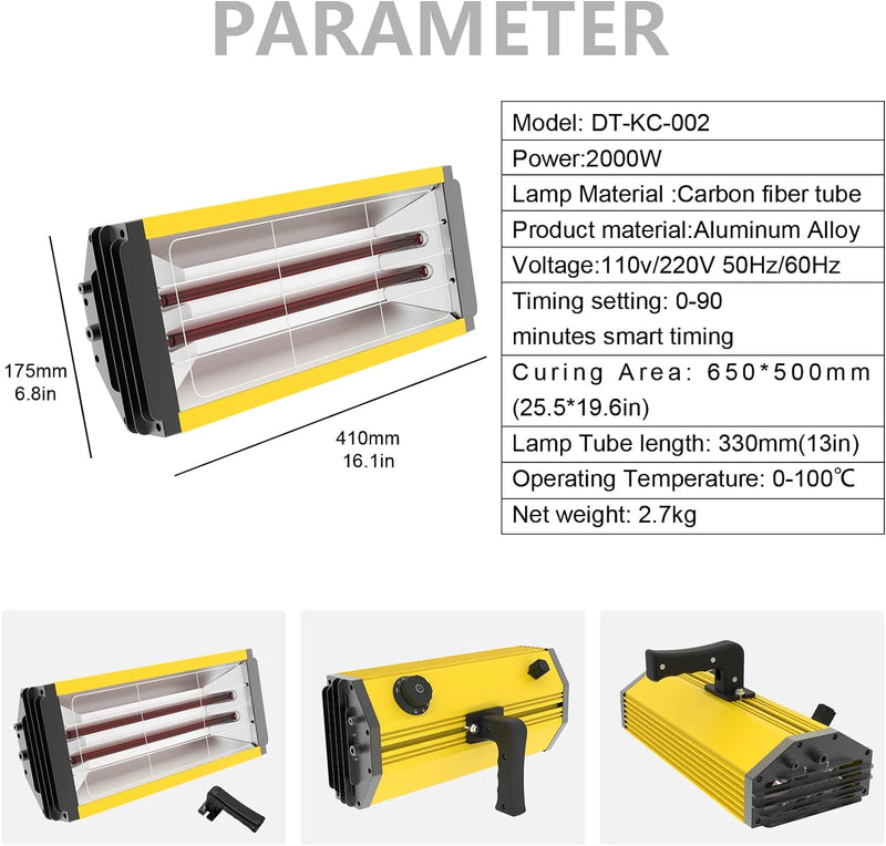 2000W Handheld Lacktrockner Infrarot 230V Infrarot Lacklampe Infrarot-Lacktrockner Geeignet für Auto