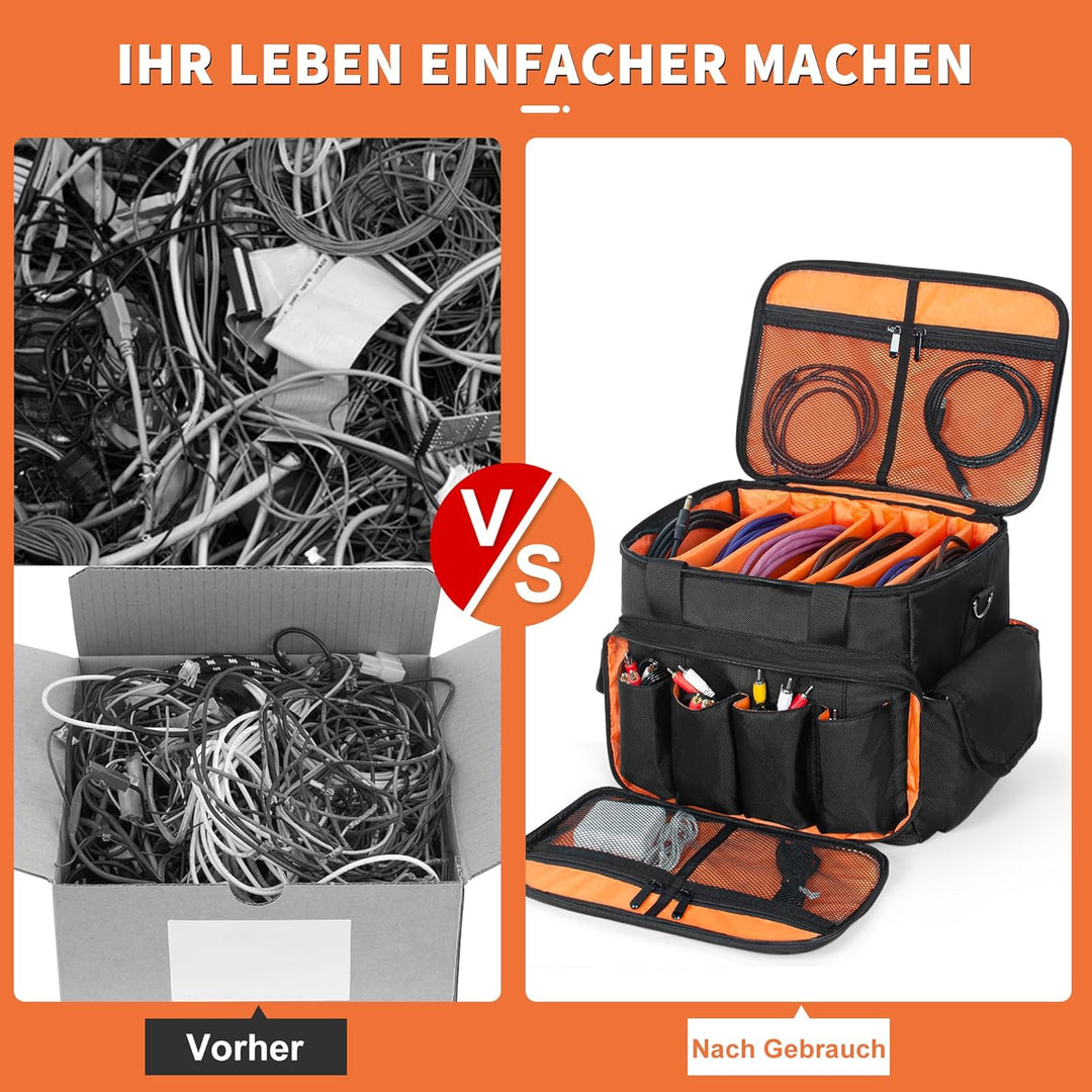 OUUTMEE DJ Tasche, DJ Cable File Bag, verstellbaren Trennwänden und Zwei separaten Taschen, 35 * 30