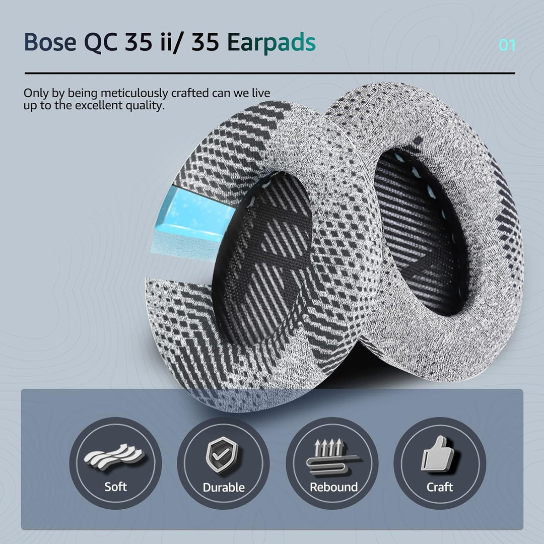 Cooling-Gel QuietComfort 35 / QC 35ii Ersatz-Ohrpolster für Bose Kopfhörer, Kompatibel mit Bose QC45