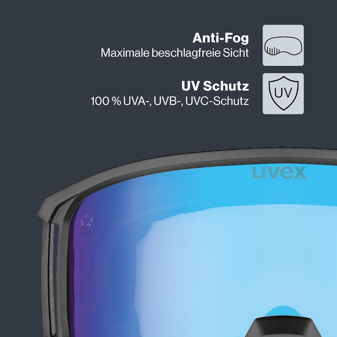 uvex athletic CV - kontrastverstärkende Skibrille mit Anti-Fog-Beschichtung im kantigen Retro-Design