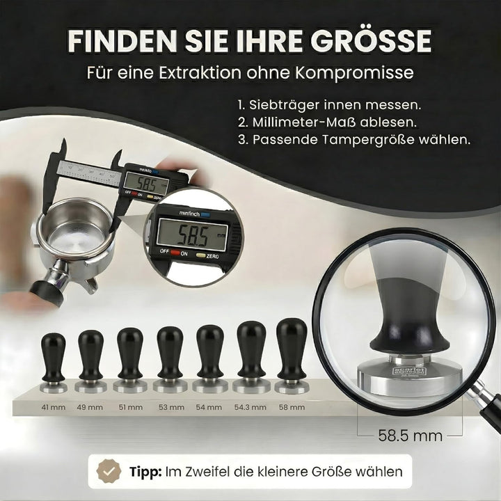 scarlet espresso | Tamper »Perfetto« für Barista; auf 35 lbs Anpressdruck kalibiriert; mit Alu- oder