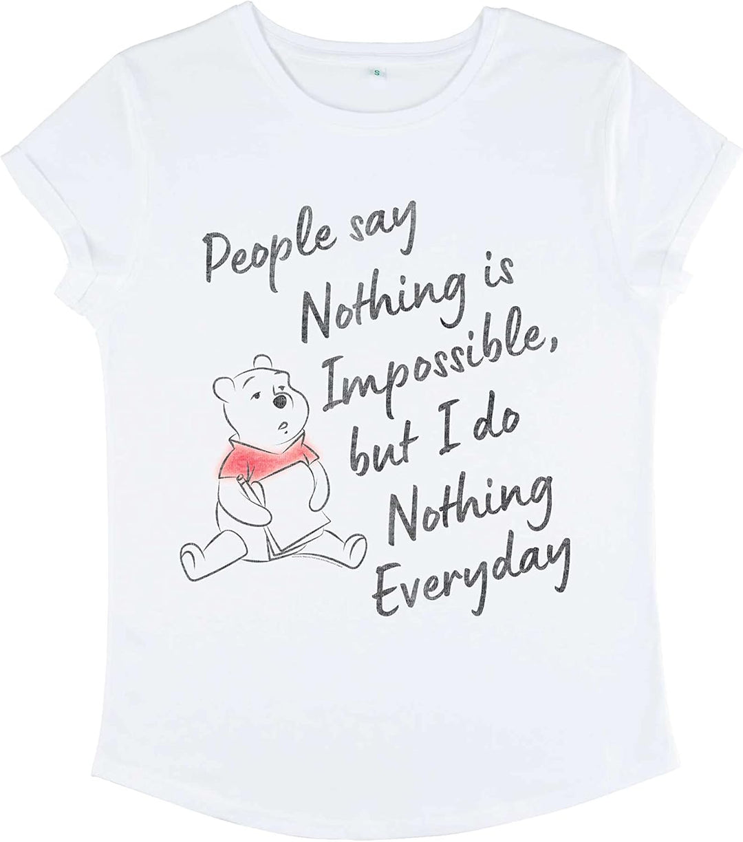 Disney Classics Damen Winnie The Pooh-Nothing is Impossible Women's Organic Rolled Sleeve T-Shirt XL