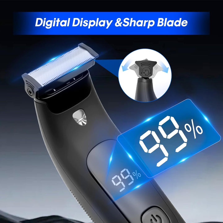 Carehabi Intimrasierer Männer, Körperhaartrimmer Herren IPX6 Wasserdicht mit LED Licht, Führungskämm