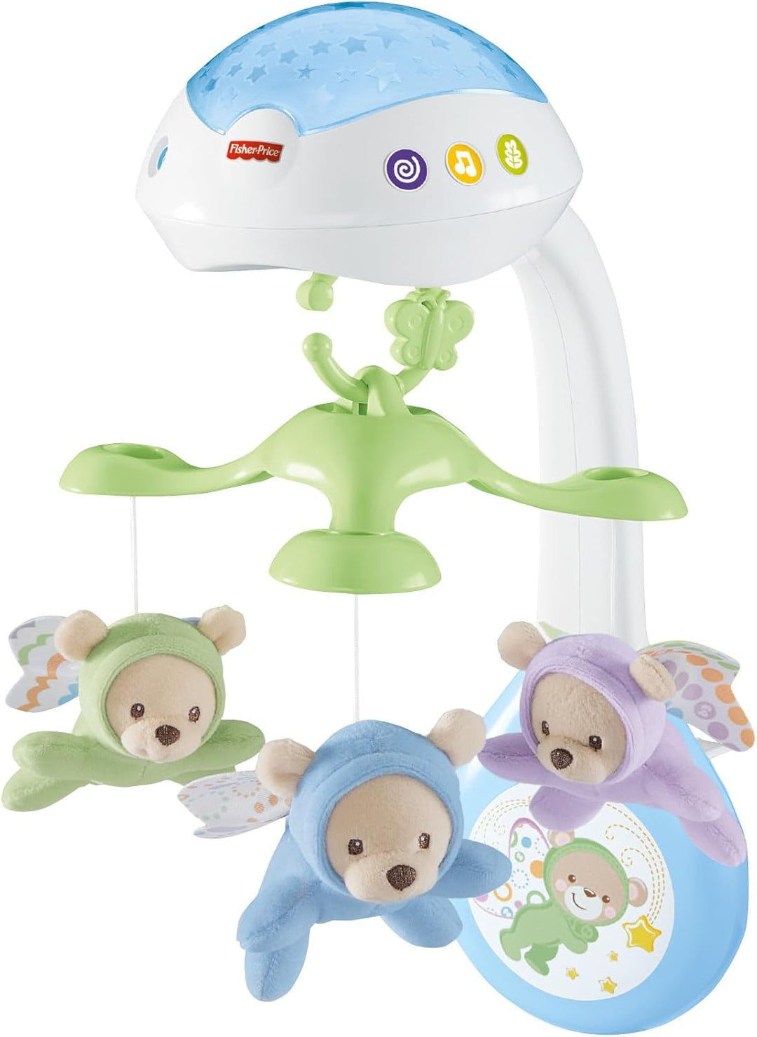 Fisher-Price 3-in-1-Traumbärchen-Mobile, Mobile für Babybett, Elektrisches Mobile mit Licht, Mobile