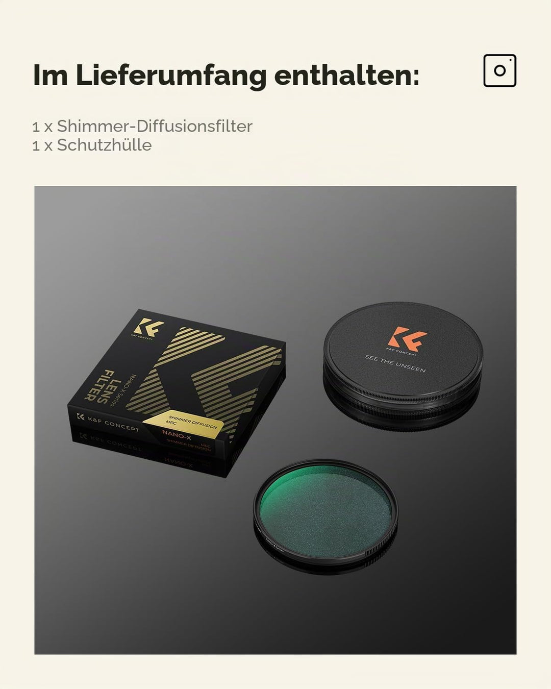 K&amp;F CONCEPT Shimmer Diffusion 1 Filter 77mm aus Optisches Glas mit 28-facher Nano-Beschichtung für V