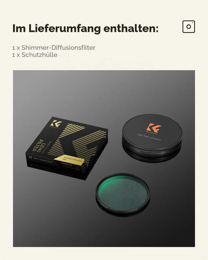 K&amp;F CONCEPT Shimmer Diffusion 1 Filter 77mm aus Optisches Glas mit 28-facher Nano-Beschichtung für V