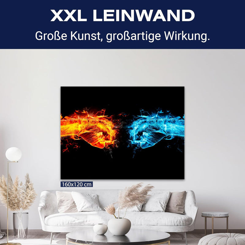 wandmotiv24 Leinwand-Bilder Sport, Grösse 60x45cm, Querformat, Kampf der Elemente, Bandagen, Boxen,