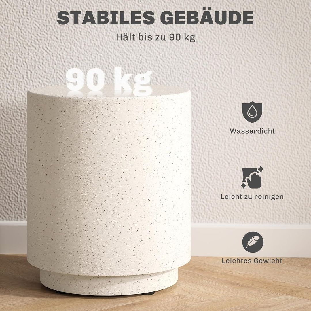 HOMCOM Beistelltisch Rund Nachttisch mit Beton-Optik, Couchtisch mit Fussstützen Wohnzimmertisch Sof