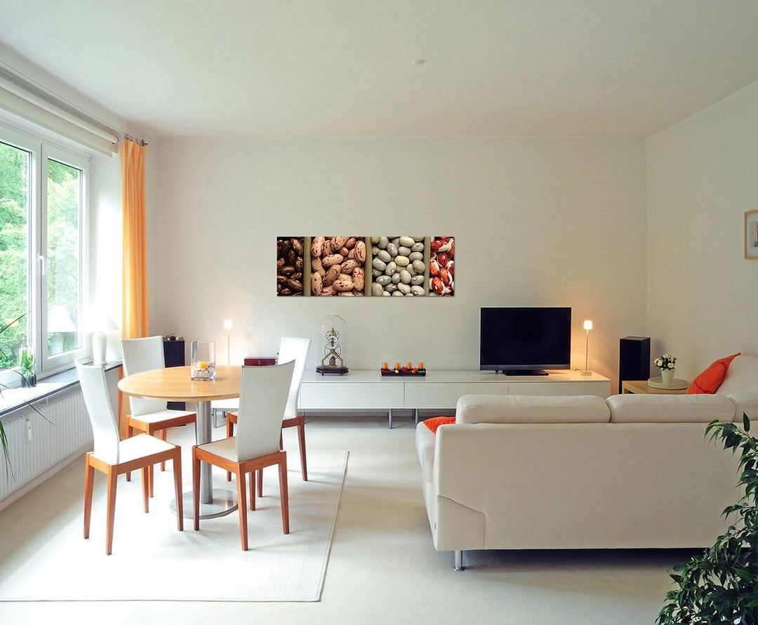 Paul Sinus Art Panoramabild auf Leinwand und Keilrahmen 150x50cm Bohnen Gemüse Sortiment bunt