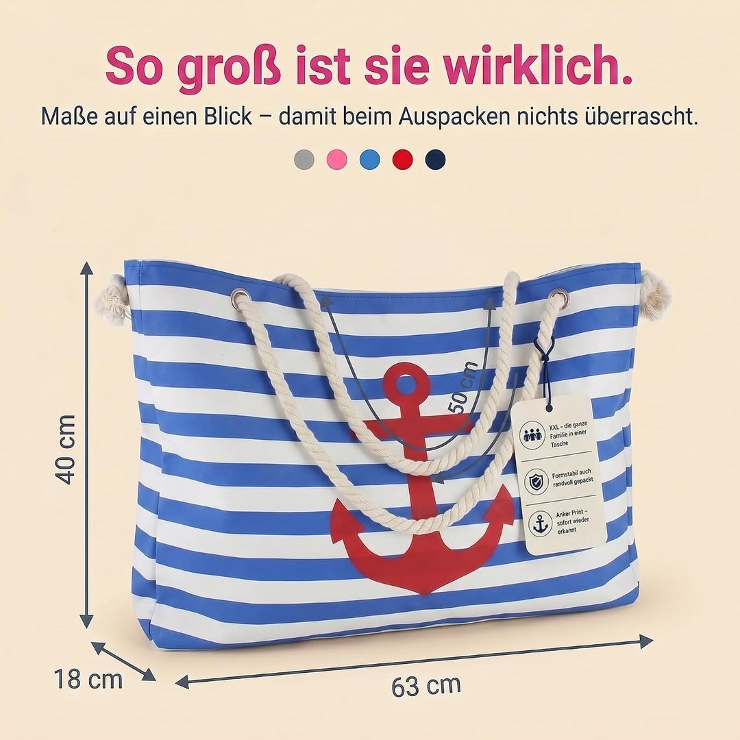Sonia Originelli XXL Weekender mit Anker, grosse maritime Strandtasche und Reisetasche für Familie,