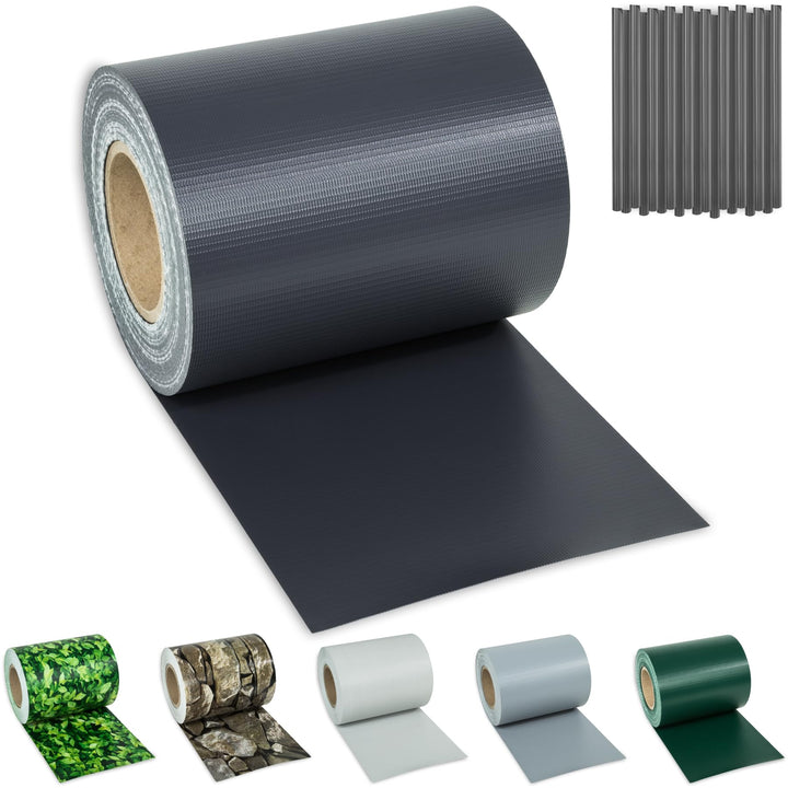 TecTake PVC Sichtschutzfolie Sichtschutzstreifen inkl. Befestigungsclips 450g/m² - Diverse Modelle -