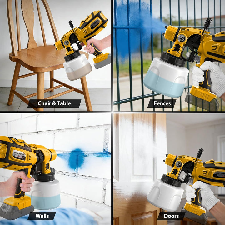 Akku Farbspritzgerät mit LED-Leuchte für Dewalt 20V-Akku (ohne Batterie) | 200 W, Elektro Farbsprühs