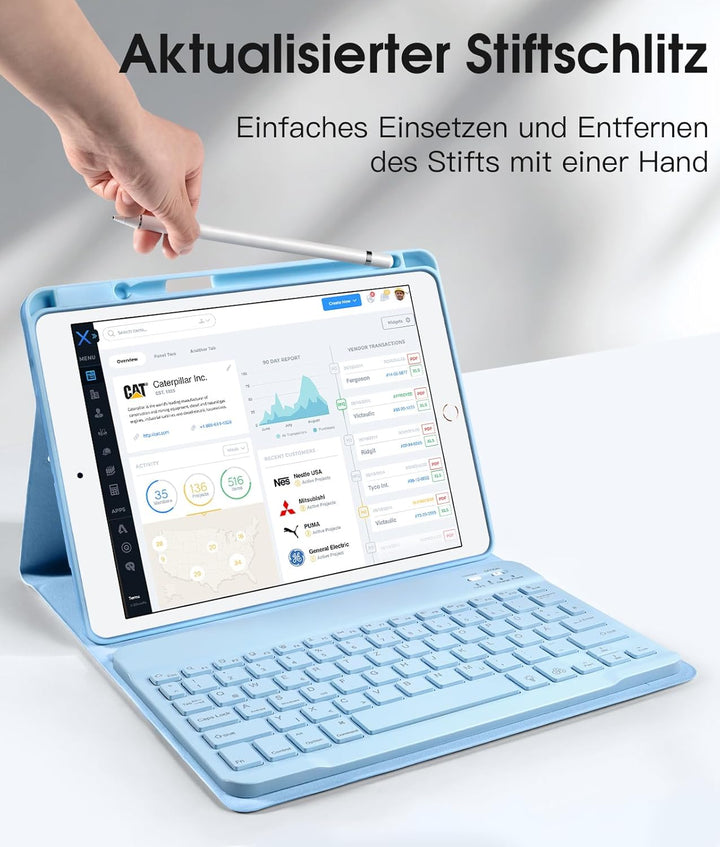 Vobafe Hülle mit Tastatur Kompatibel für iPad 9./ 8. /7. Generation 10.2 Zoll mit Stifthalter, Magne