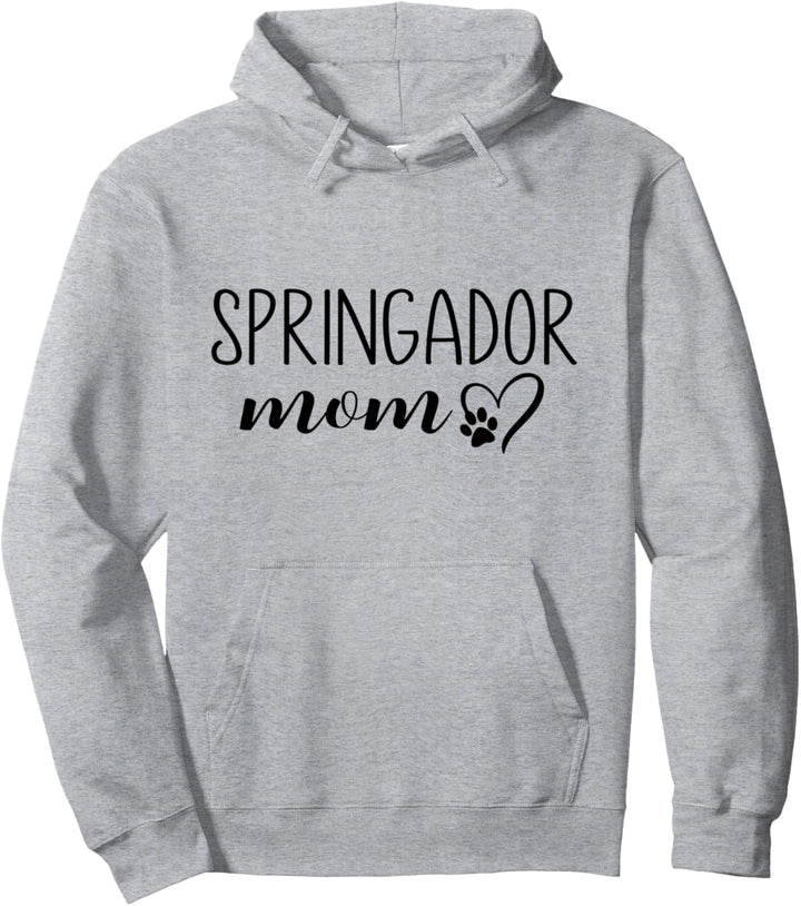 Dog Paw Print Heart Springador Mom Pullover Hoodie