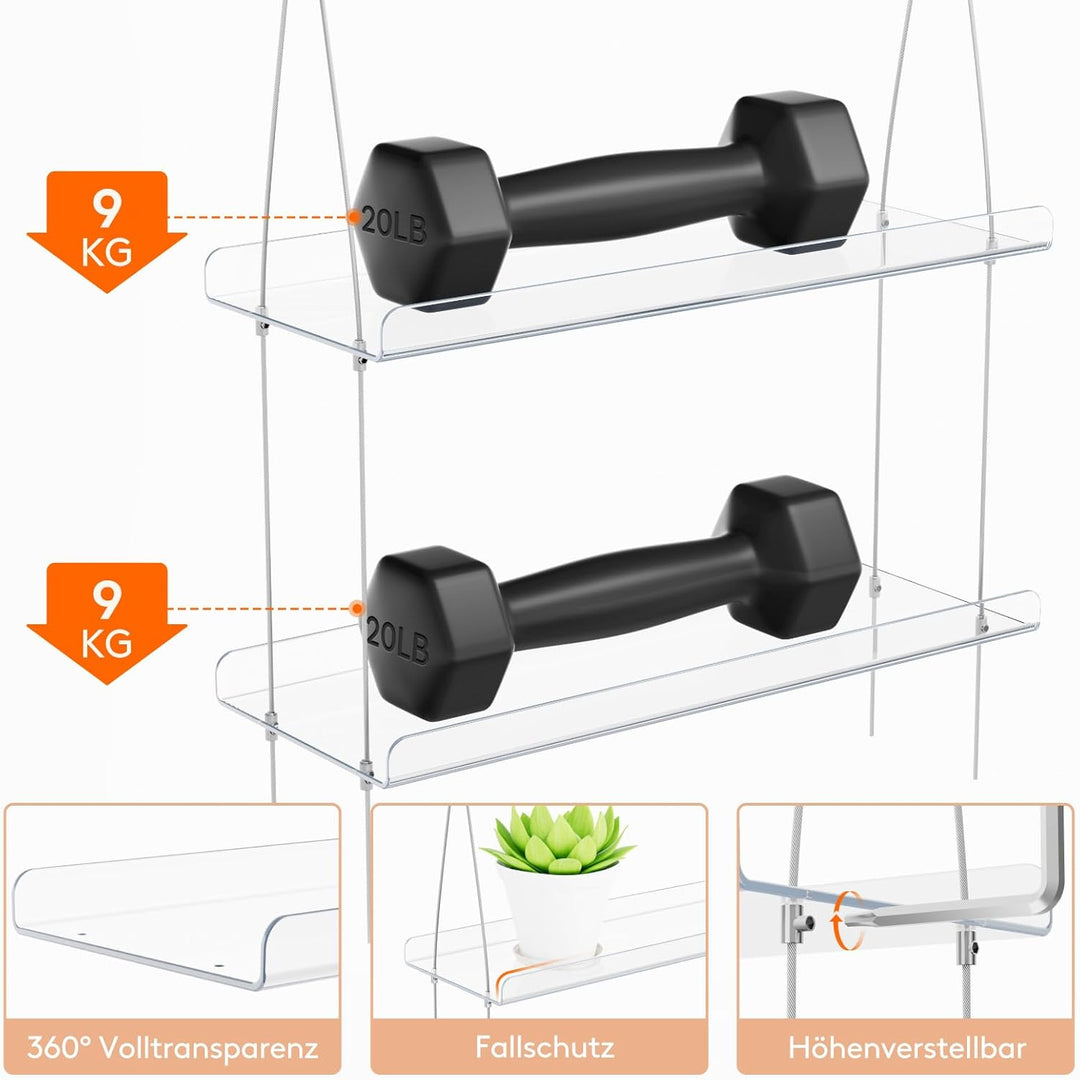 Lifewit Wandregal Blumentopf, 2 Stufen Transparent Vertiefung Kunststoff Pflanzenregal Schwimmende f