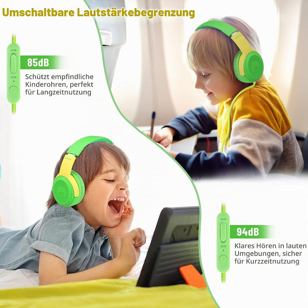 RockPapa Share 1 Kopfhörer Kinder Schule Mädchen Junge, 85dB/94dB Lautstärkebegrenzung, Sharing-Funk