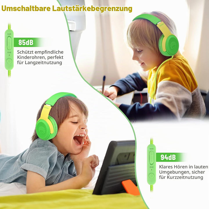 RockPapa Share 1 Kopfhörer Kinder Schule Mädchen Junge, 85dB/94dB Lautstärkebegrenzung, Sharing-Funk