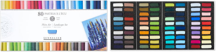 Savoir-Faire Sennelier Soft Pastellkreide, halbes Stick-Set, 80 Stück Halbe Stäbchen Landschaftsfarb
